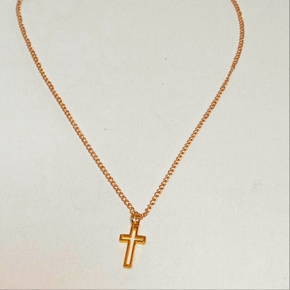 Gold Plated Hollow Cross Necklace